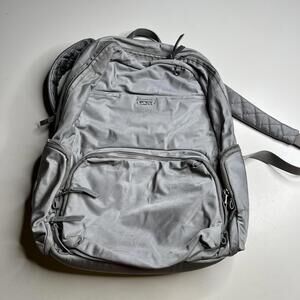 Tumi Gray Nylon 17" Laptop Backpack Women Soft Case Travel Work‎ Daypack Bag